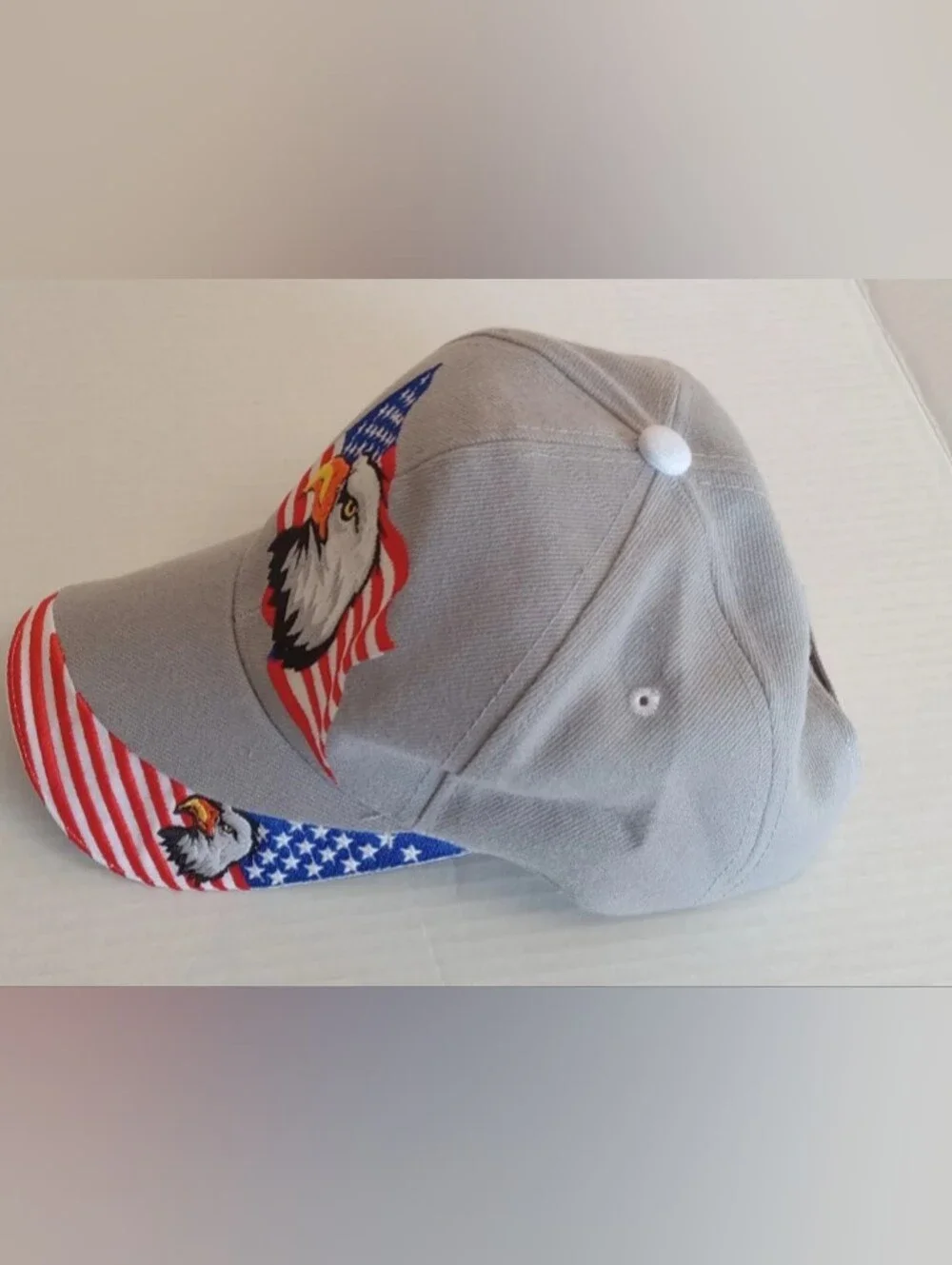 USA Bald Eagle Light Gray Cotton Blend Cap